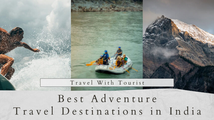 three images of adventure activities and the text below