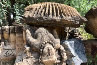 Old Remains of the Carvings Kiradu Temple Rajasthan