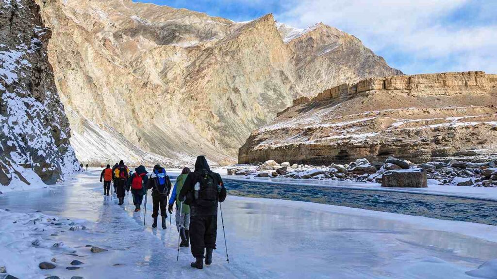 people trekking on Ladakh mountains