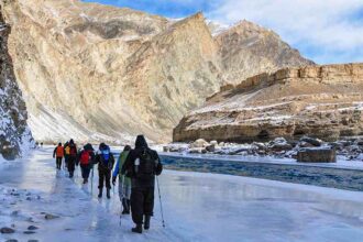 people trekking on Ladakh mountains