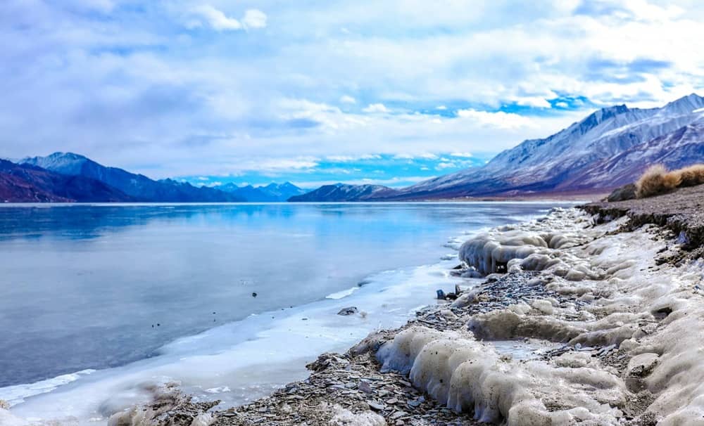 Blue lake of Pangong Tso on eof the Ladakh Adventure Places