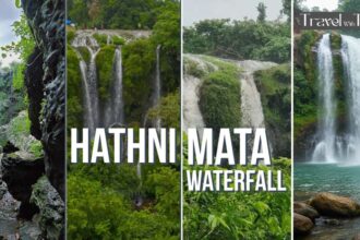 4 Combine images of Hathni Mata Waterfall, with title