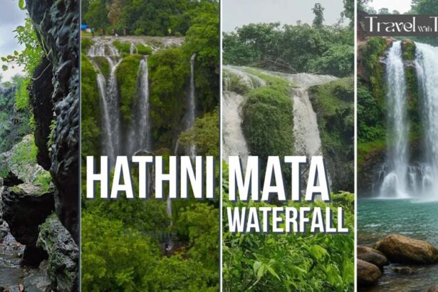 4 Combine images of Hathni Mata Waterfall, with title