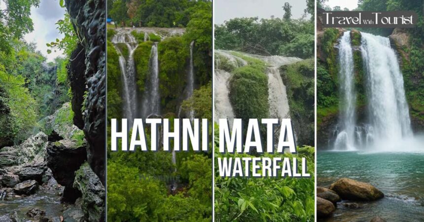 4 Combine images of Hathni Mata Waterfall, with title